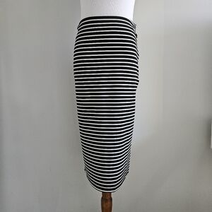 Black and White Striped Women's Skirt